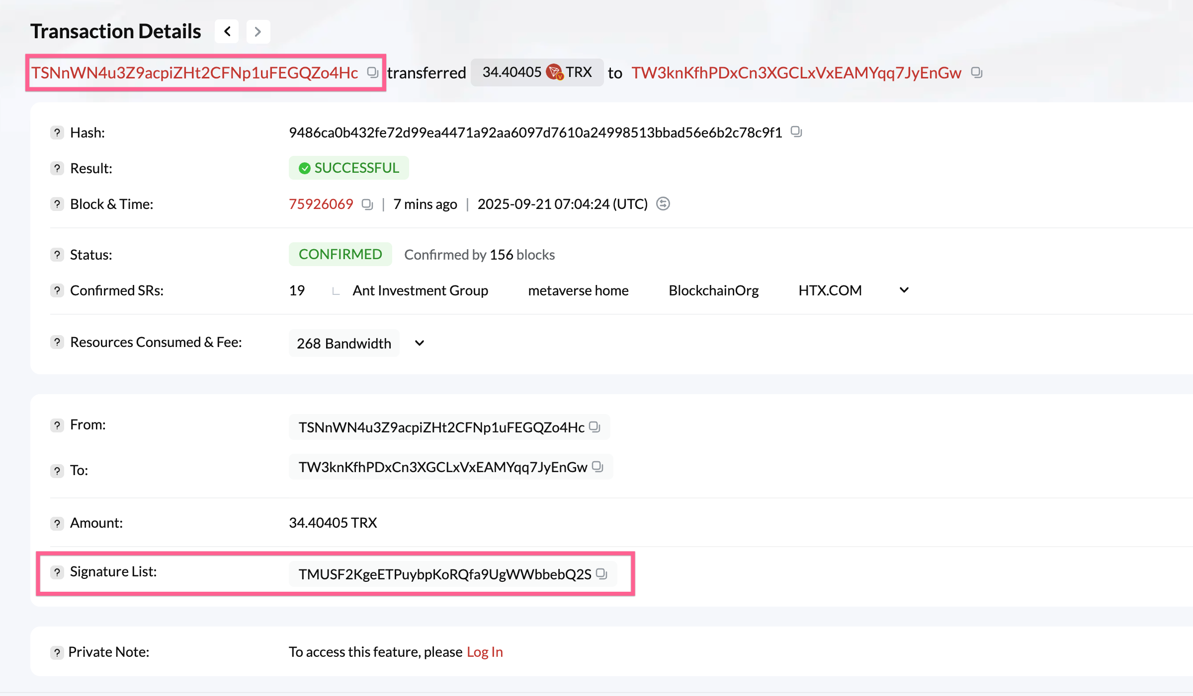 External owner account signing and withdrawing TRX