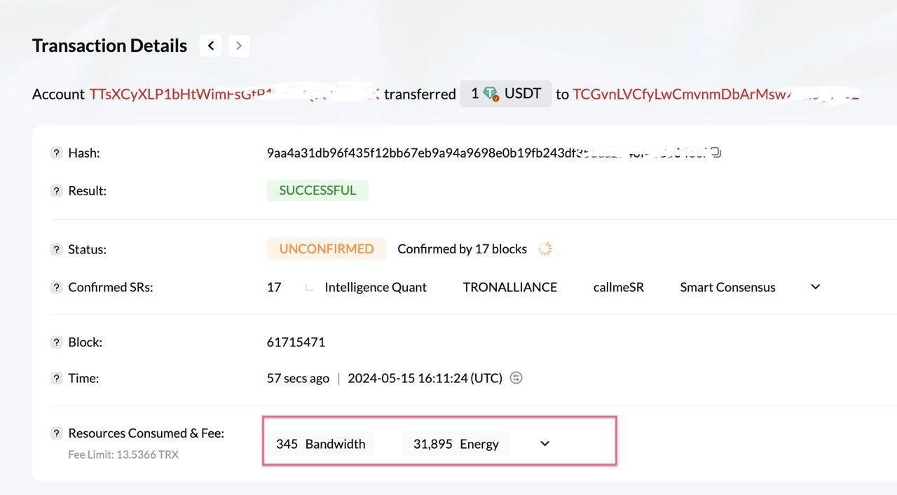 TRX were NOT burned for a USDT transfer